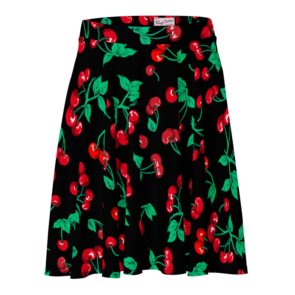 Frenchie Beach Coverup Swim Skater Skirt in Black Coffee Cherry Girl