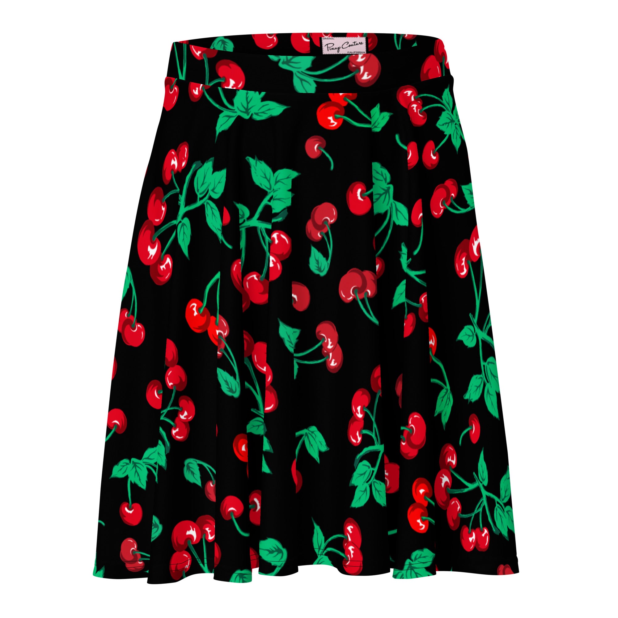 Frenchie Beach Coverup Swim Skater Skirt in Black Coffee Cherry Girl