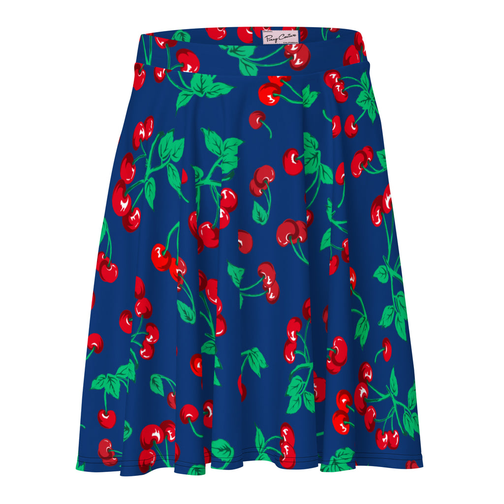 Frenchie Beach Coverup Swim Skater Skirt in Dark Blue Cherry Girl