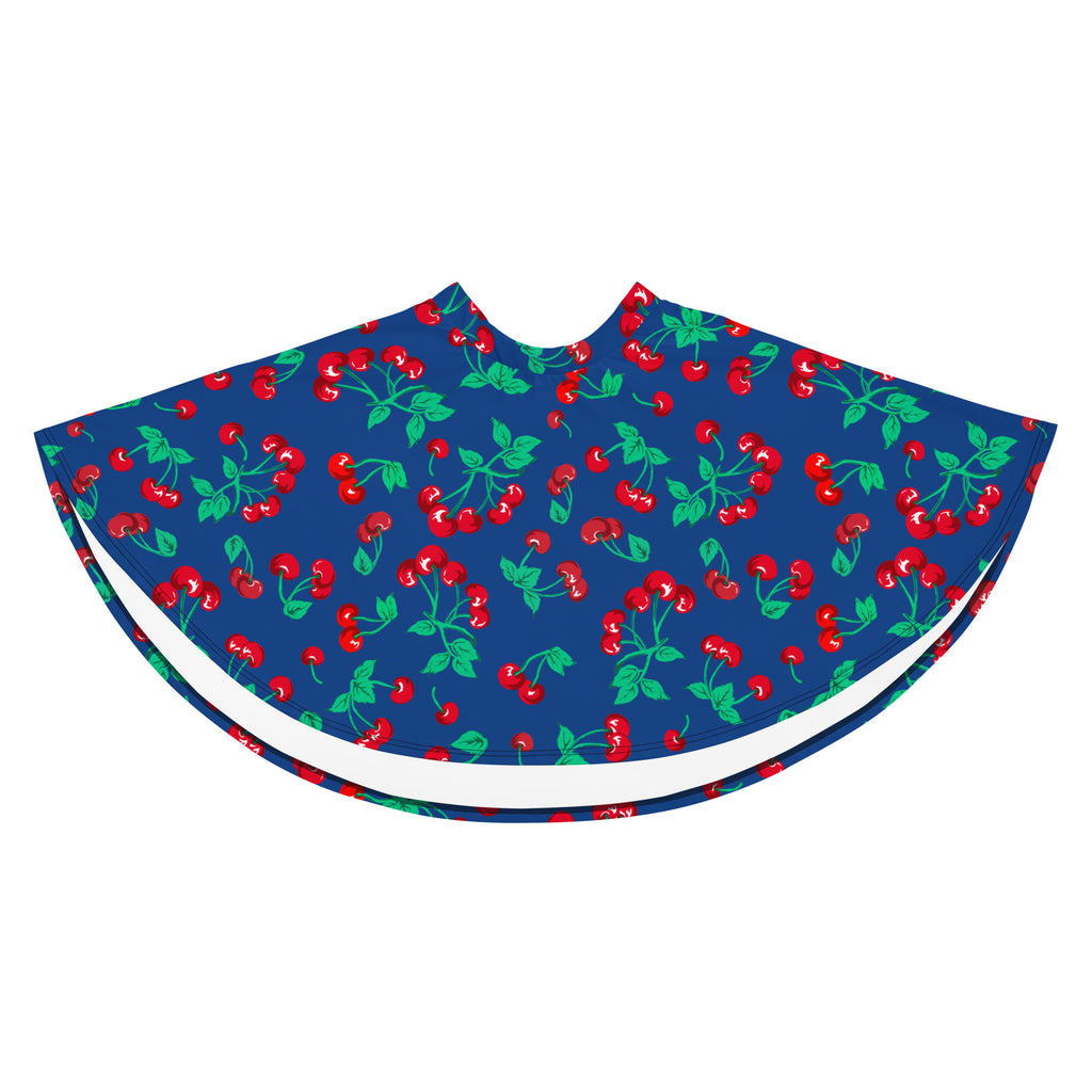 Frenchie Beach Coverup Swim Skater Skirt in Dark Blue Cherry Girl