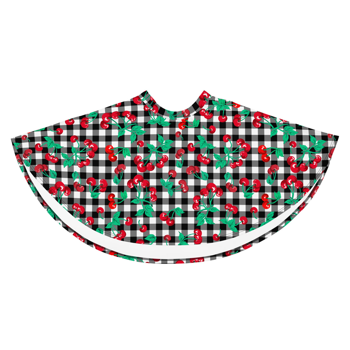 Frenchie Beach Coverup Swim Skater Skirt in Black Gingham Cherry Girl