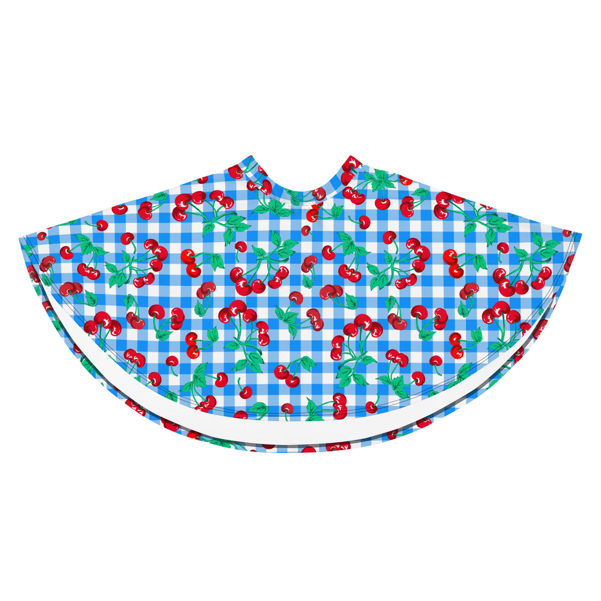 Frenchie Beach Coverup Swim Skater Skirt in Blue Gingham Cherry Girl