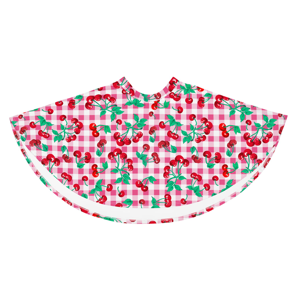 Frenchie Beach Coverup Swim Skater Skirt in Pink Gingham Cherry Girl