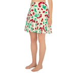 Frenchie Beach Coverup Swim Skater Skirt in Antique Ivory Cherry Girl