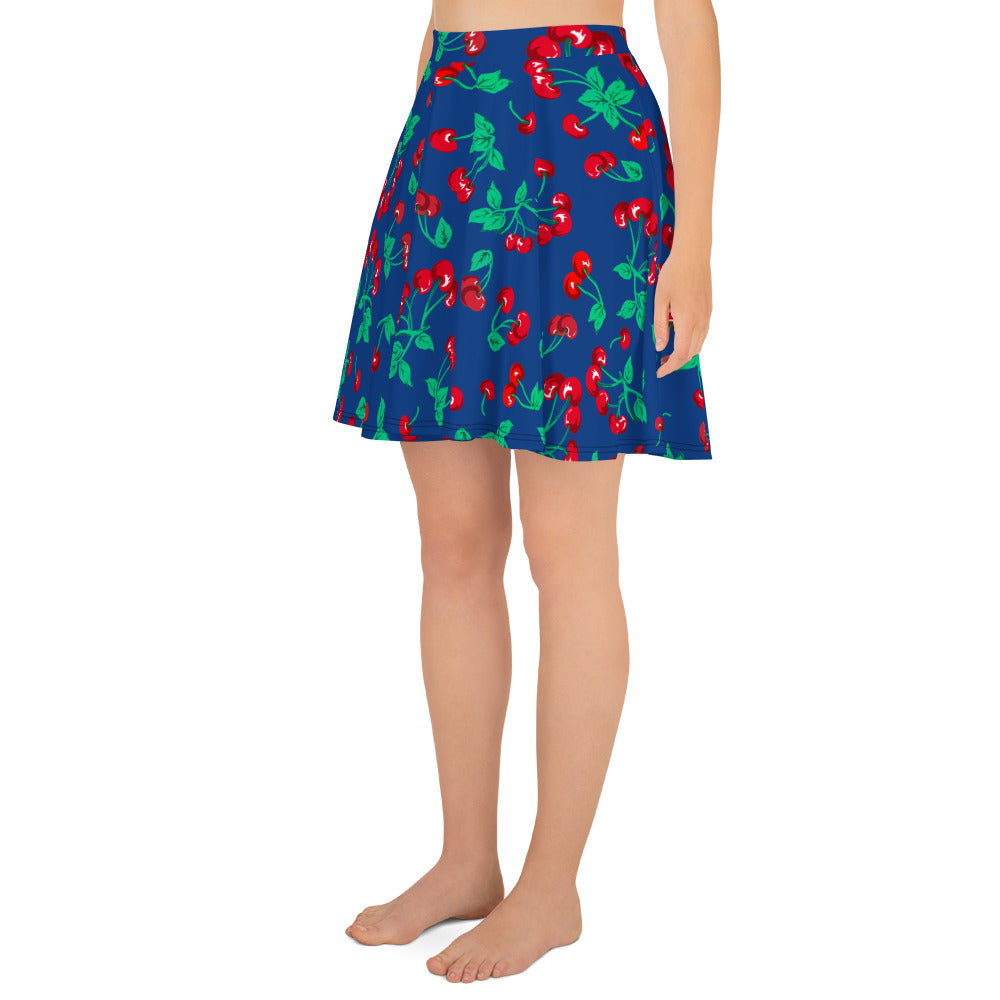 Frenchie Beach Coverup Swim Skater Skirt in Dark Blue Cherry Girl