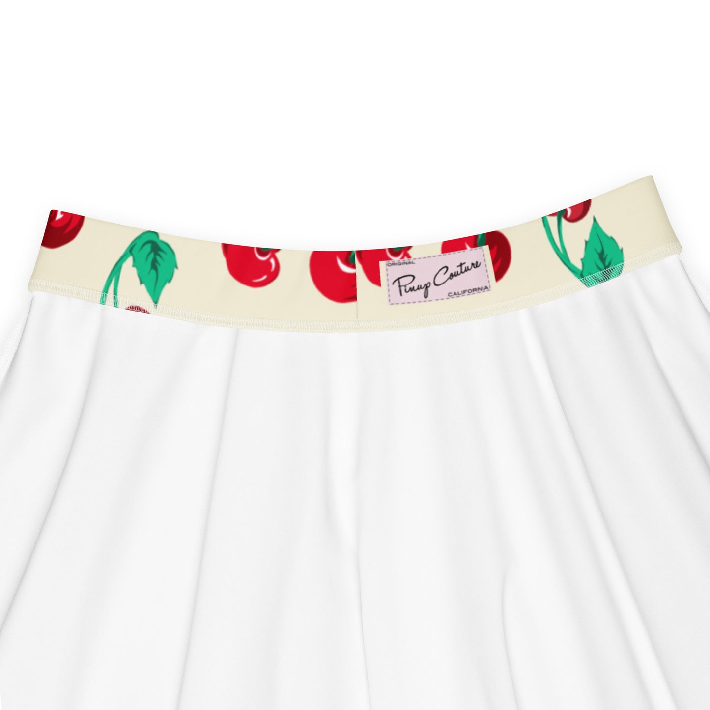 Frenchie Beach Coverup Swim Skater Skirt in Antique Ivory Cherry Girl | Pinup Couture Swim