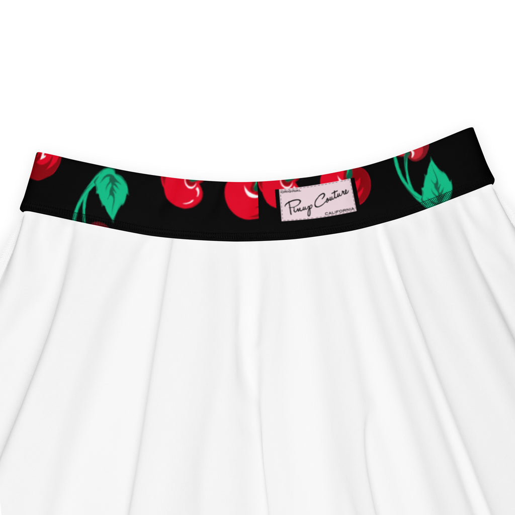 Frenchie Beach Coverup Swim Skater Skirt in Black Coffee Cherry Girl