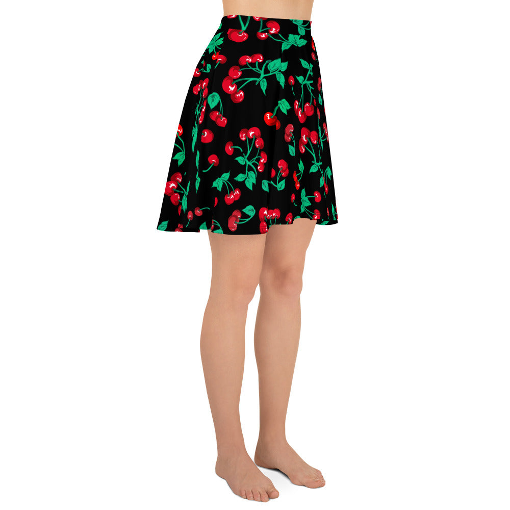 Frenchie Beach Coverup Swim Skater Skirt in Black Coffee Cherry Girl