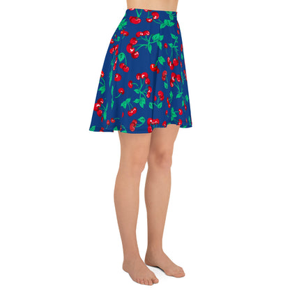 Frenchie Beach Coverup Swim Skater Skirt in Dark Blue Cherry Girl | Pinup Couture Swim