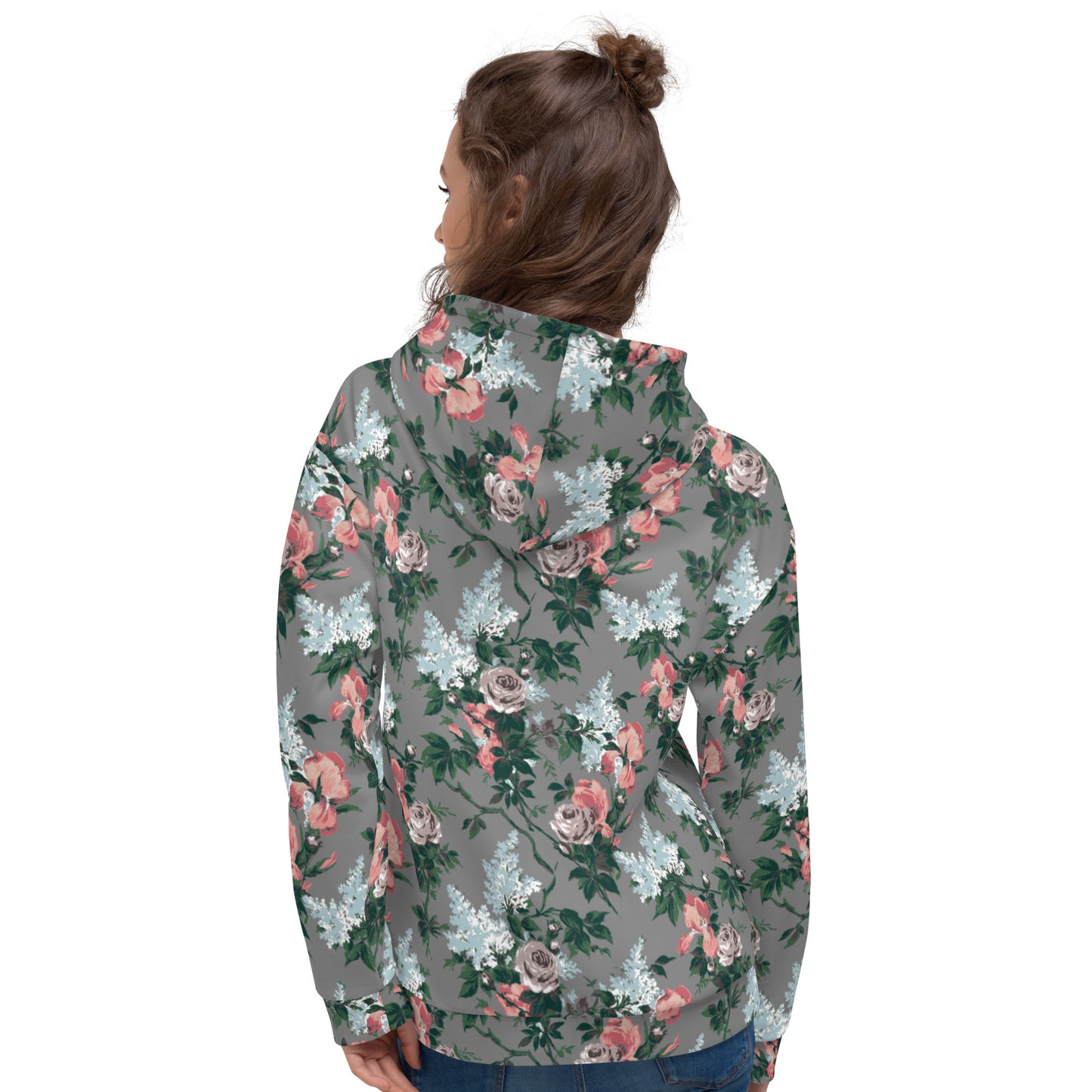 J'Adore Grey Bella Roses Unisex Pullover Hoodie | Pinup Couture Relaxed