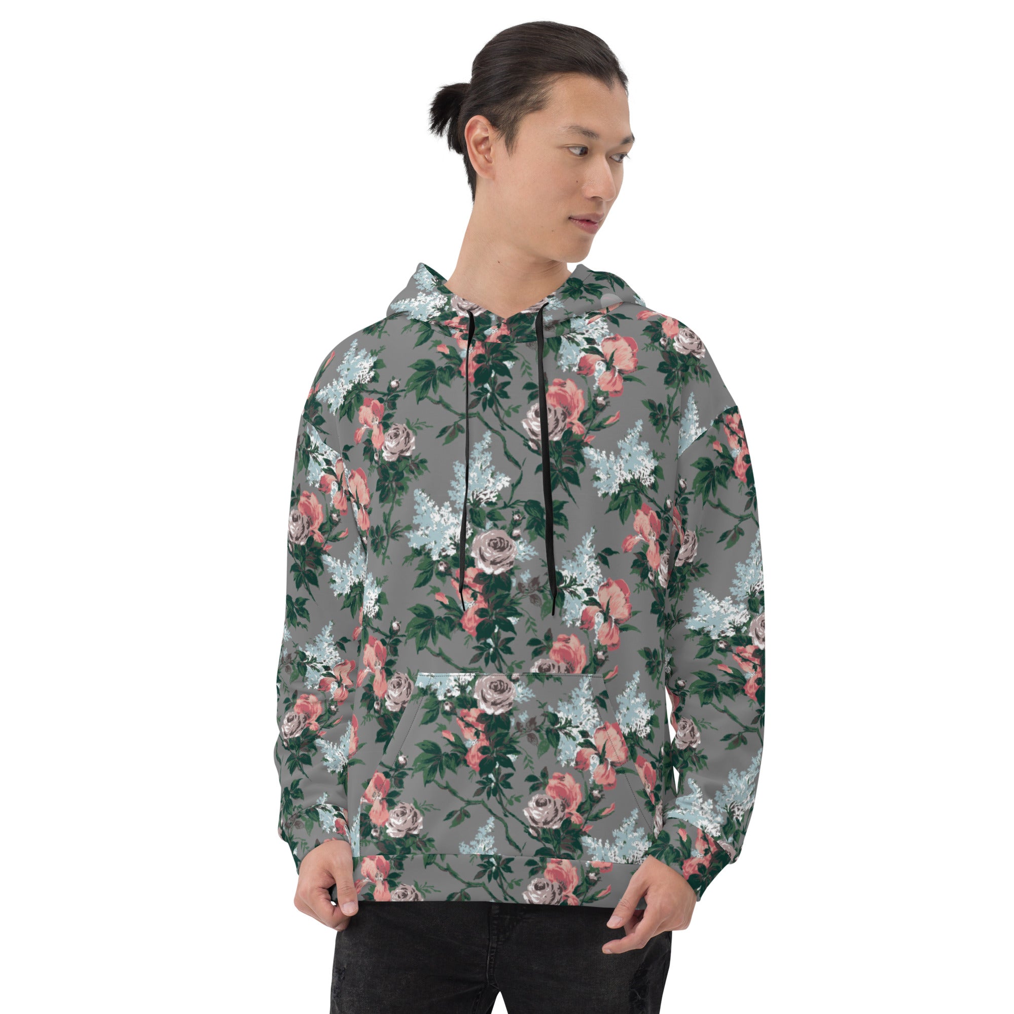 J'Adore Grey Bella Roses Unisex Pullover Hoodie