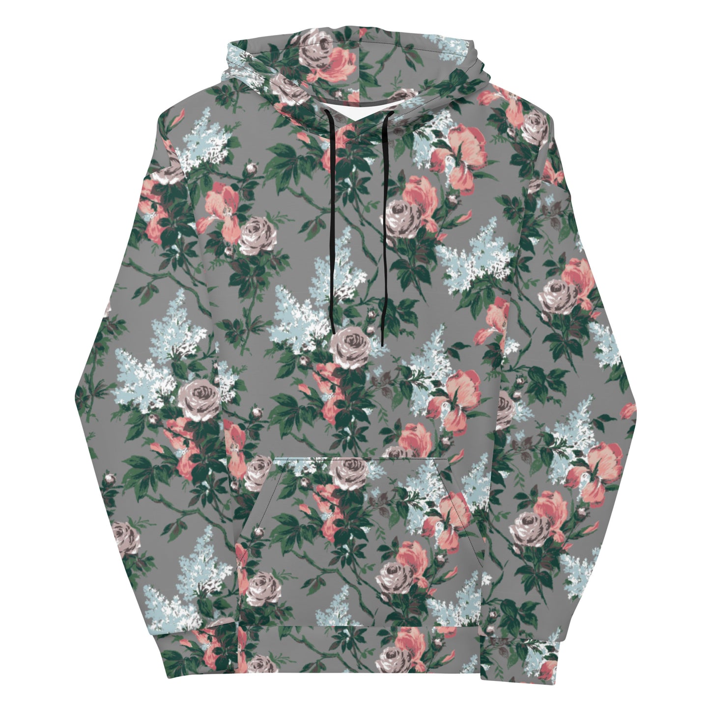J'Adore Grey Bella Roses Unisex Pullover Hoodie | Pinup Couture Relaxed