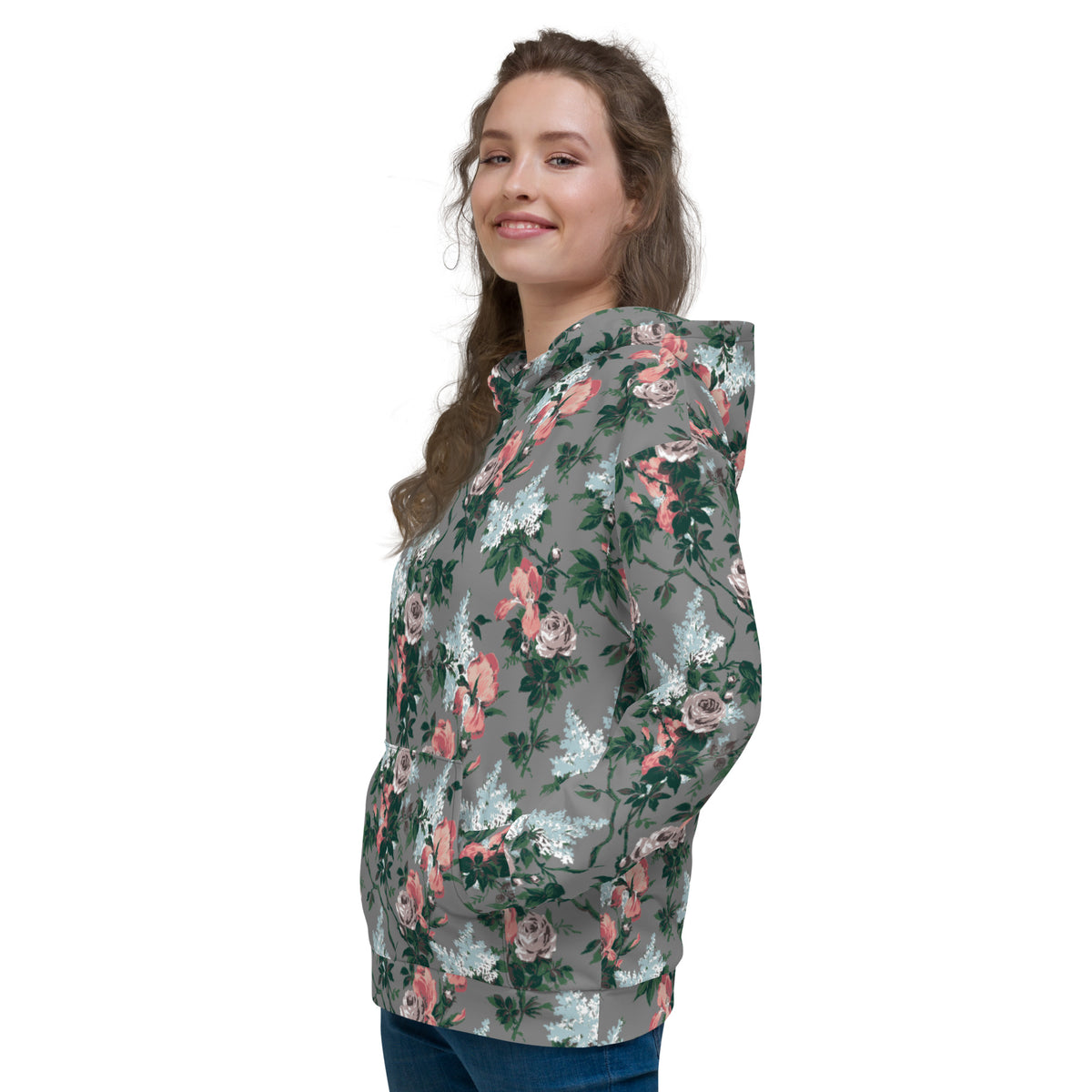J'Adore Grey Bella Roses Unisex Pullover Hoodie