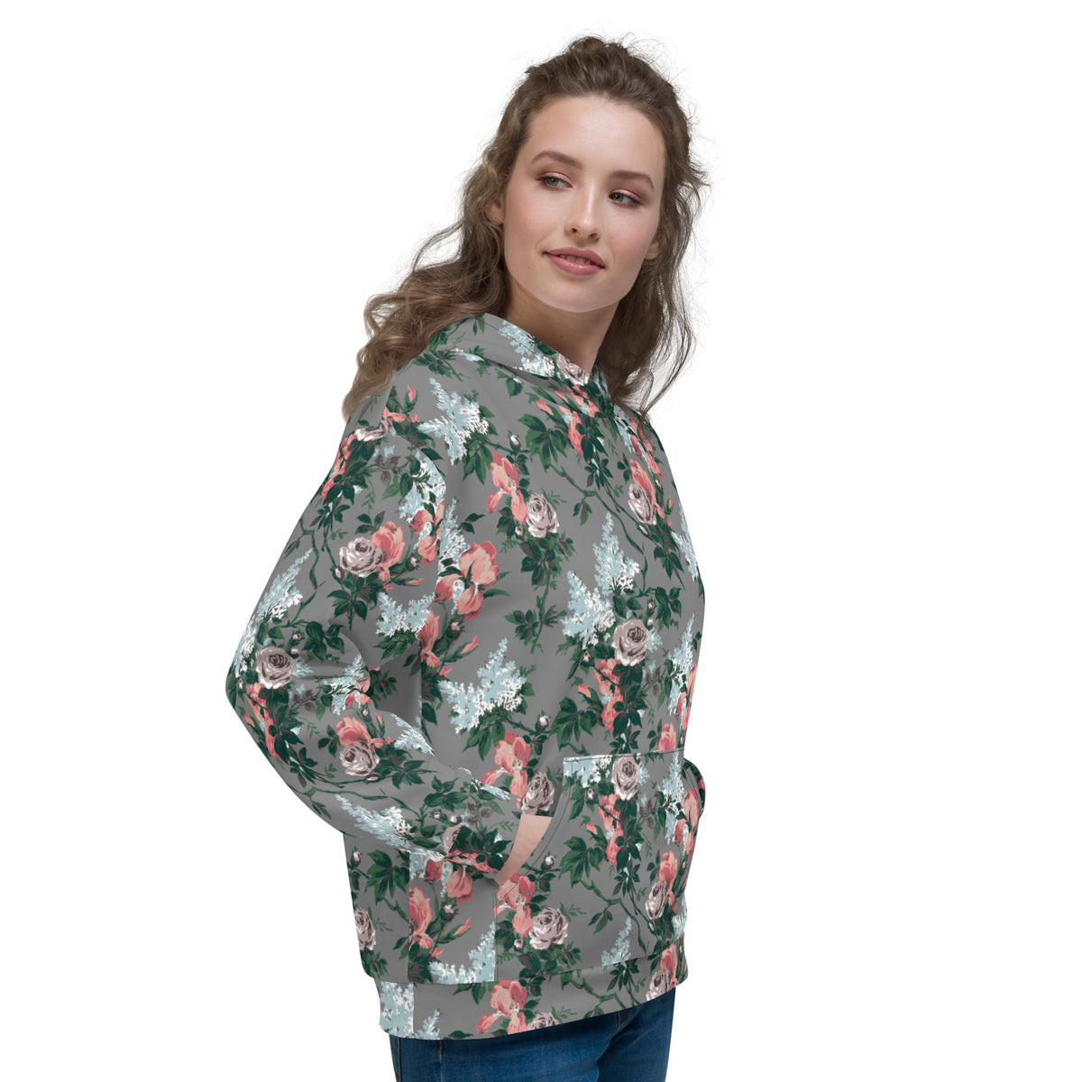 J'Adore Grey Bella Roses Unisex Pullover Hoodie