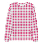Everything Nice Pink Gingham Long-Sleeved Crewneck Sweatshirt