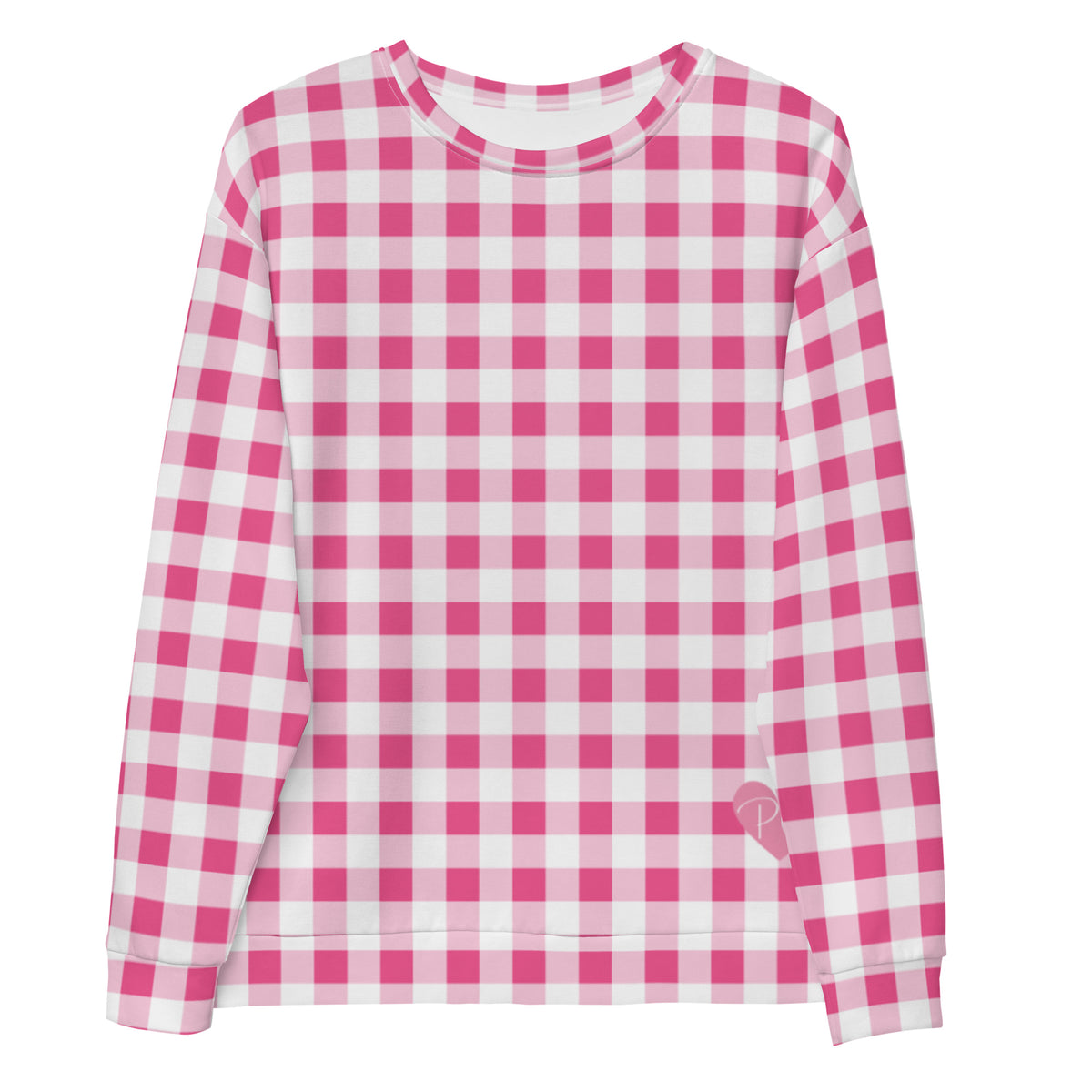 Everything Nice Pink Gingham Long-Sleeved Crewneck Sweatshirt