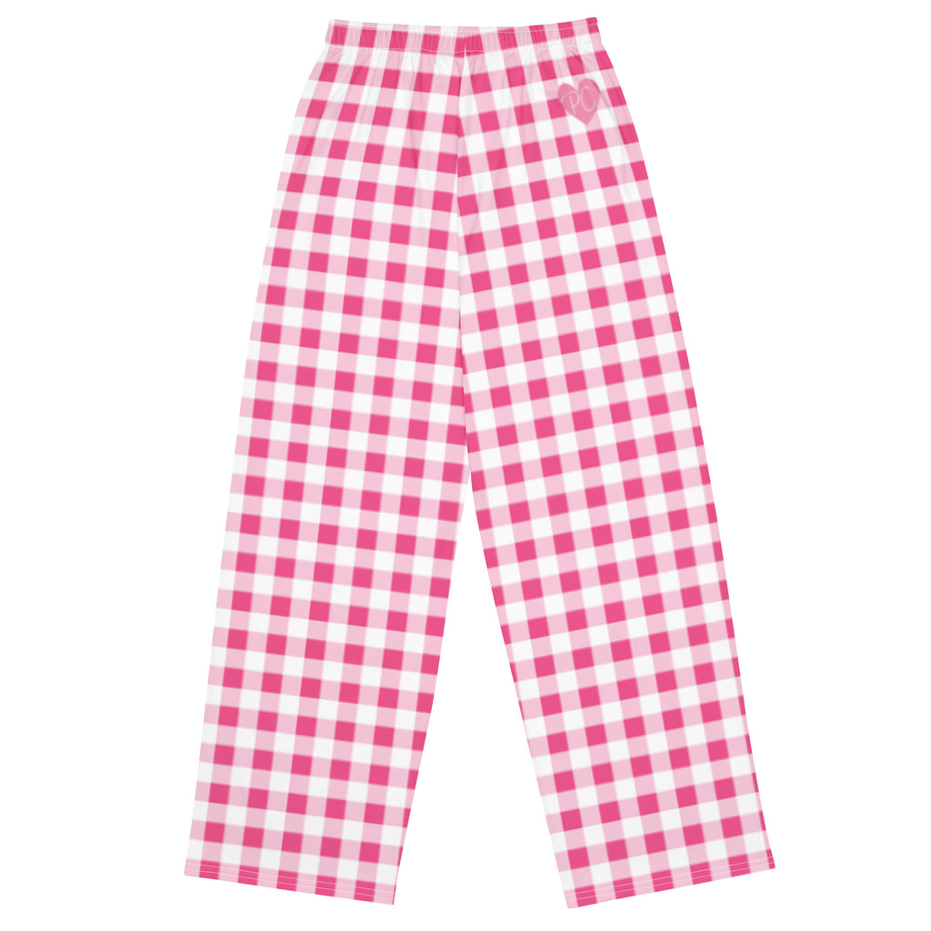 Hattie Everything Nice Pink Gingham Wide-Leg Lounge Pants
