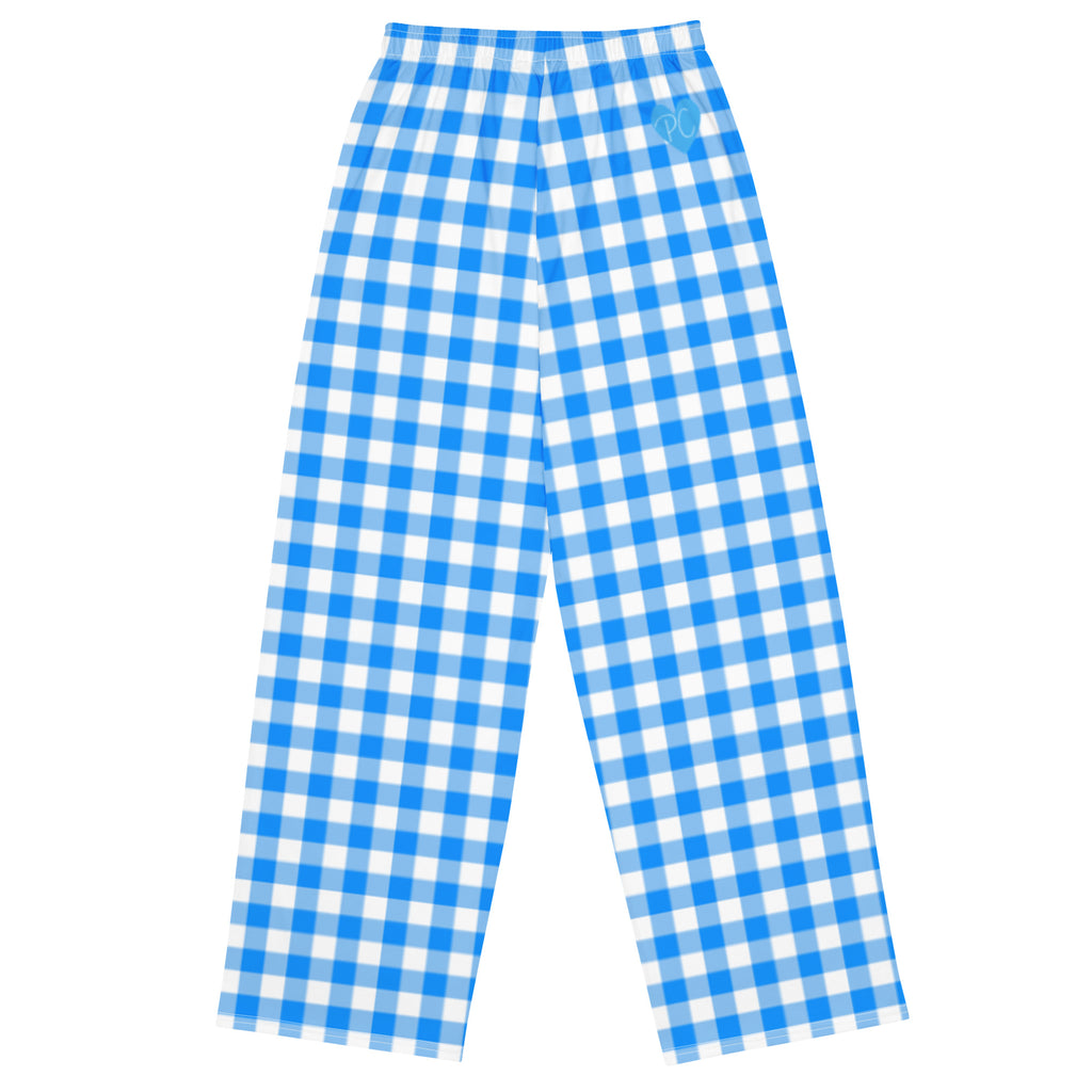 Hattie Beyond Blue Gingham Wide-Leg Lounge Pants