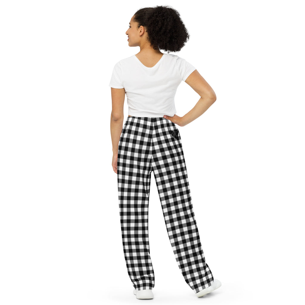Hattie Badass Black Gingham Wide-Leg Lounge Pants