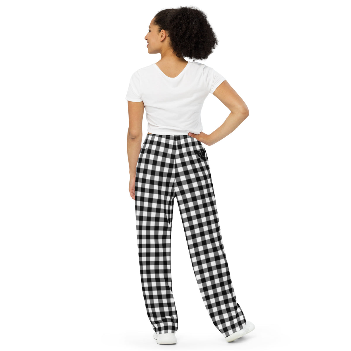 Hattie Badass Black Gingham Wide-Leg Lounge Pants