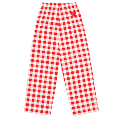 Hattie Ruby Red Gingham Wide-Leg Lounge Pants | Pinup Couture Relaxed