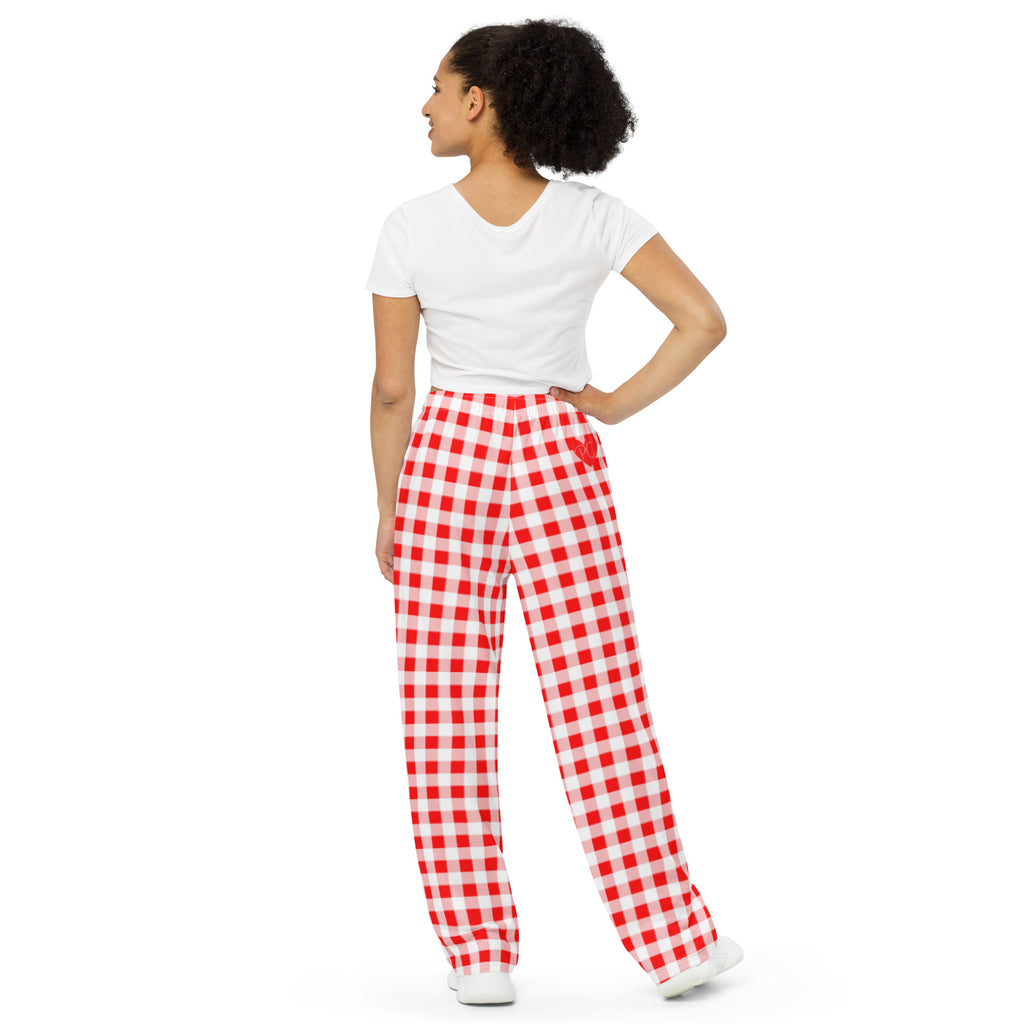 Hattie Ruby Red Gingham Wide-Leg Lounge Pants