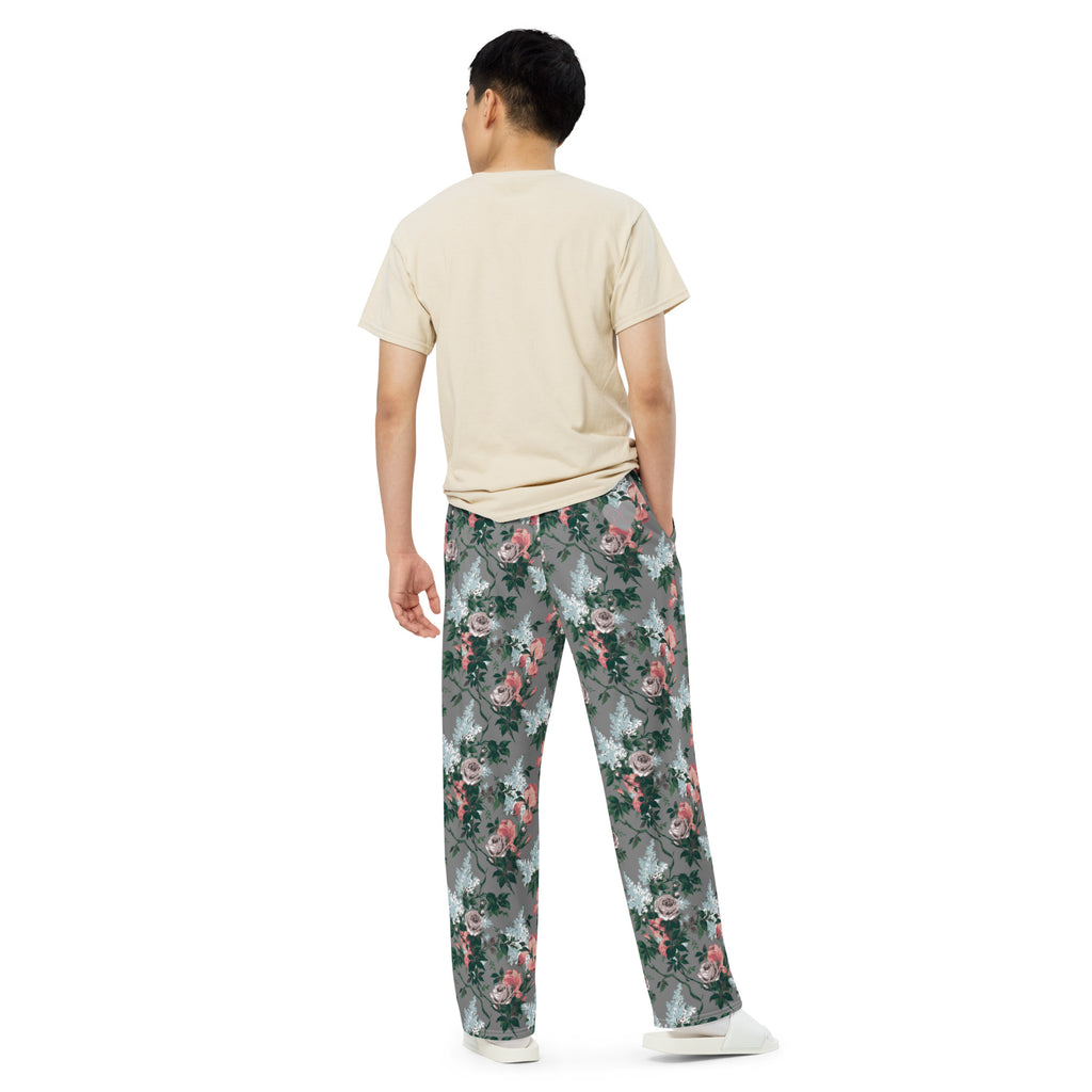 Hattie J'Adore Bella Roses Wide-Leg Lounge Pants