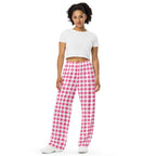 Hattie Everything Nice Pink Gingham Wide-Leg Lounge Pants