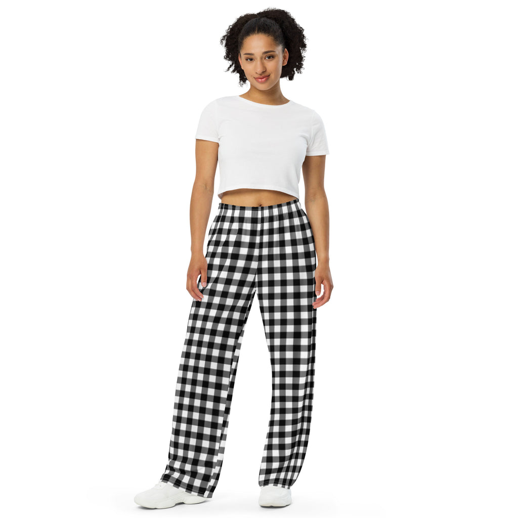 Hattie Badass Black Gingham Wide-Leg Lounge Pants