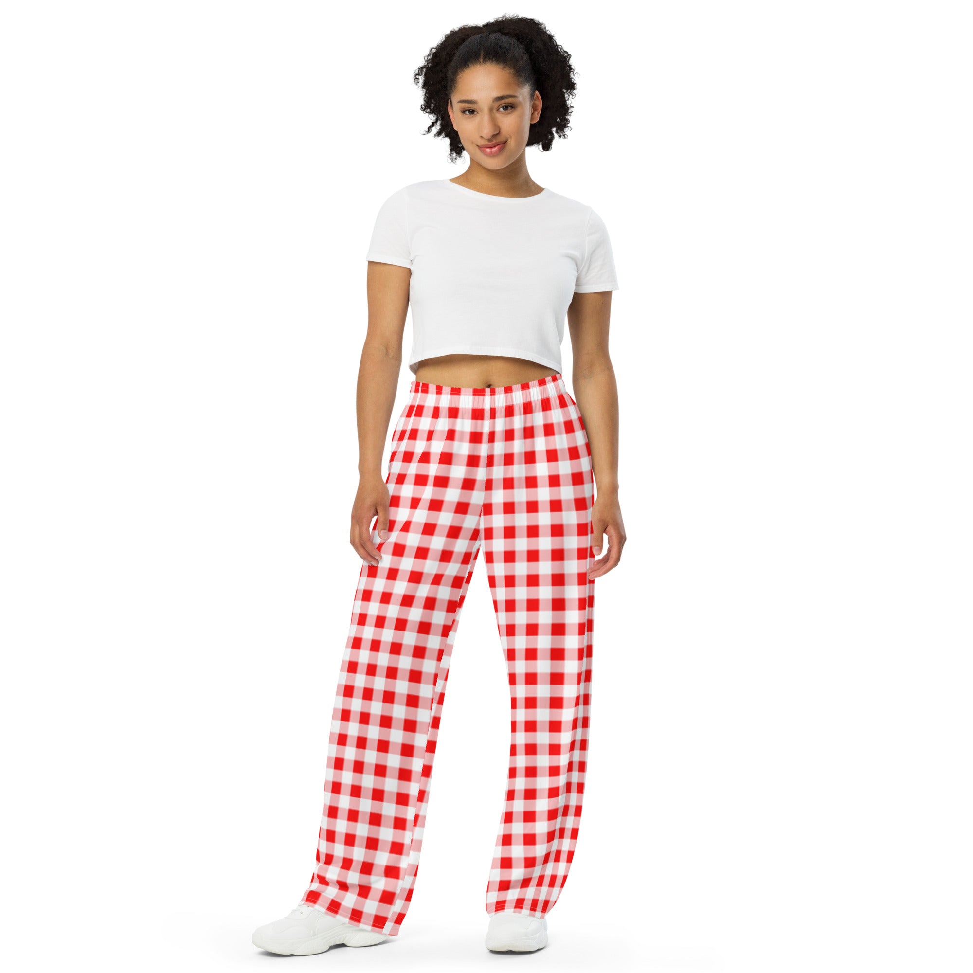 Hattie Ruby Red Gingham Wide-Leg Lounge Pants