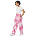 Hattie Everything Nice Pink Gingham Wide-Leg Lounge Pants