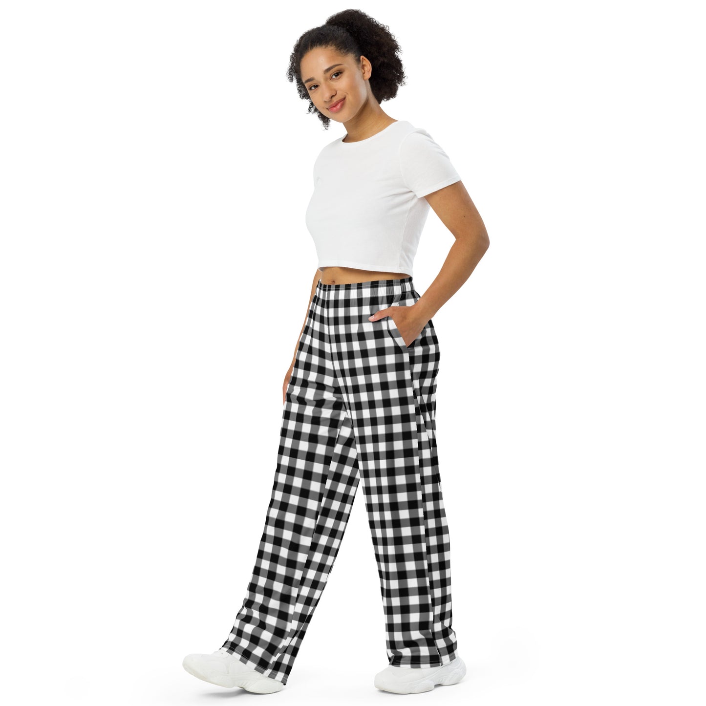 Hattie Badass Black Gingham Wide-Leg Lounge Pants | Pinup Couture Relaxed