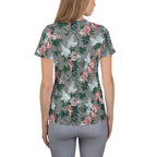 J'Adore Grey Bella Roses Print Women's Athletic T-shirt