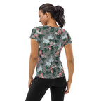 J'Adore Grey Bella Roses Print Women's Athletic T-shirt