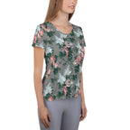 J'Adore Grey Bella Roses Print Women's Athletic T-shirt