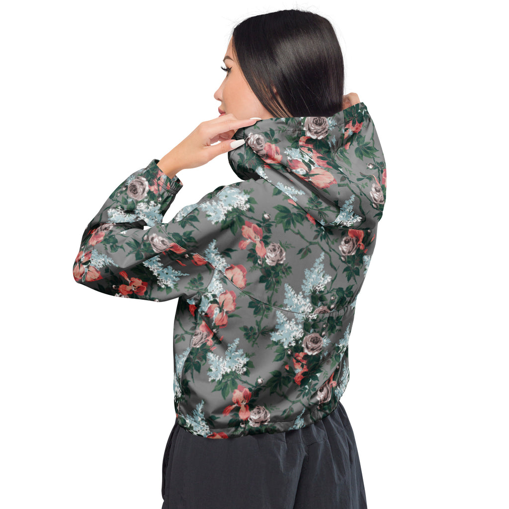 Women’s Cropped Windbreaker in J'Adore Paris Bella Roses Floral Print