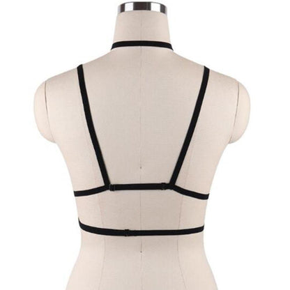 Don't Cross Her Black Elastic Cross Body Harness | Marigold Shadows