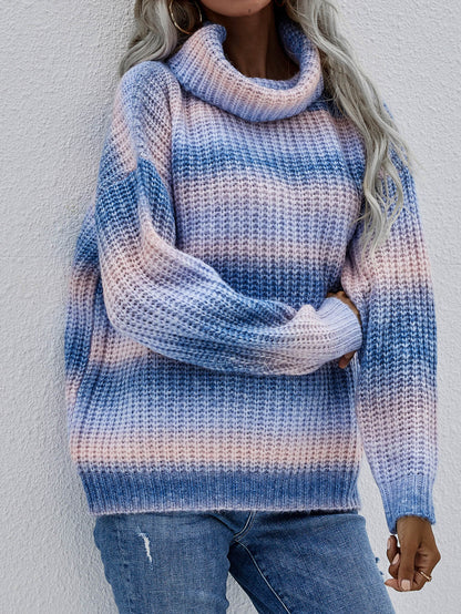 Rolled Rainbow Wide Rib Sweater in Summer and Winter