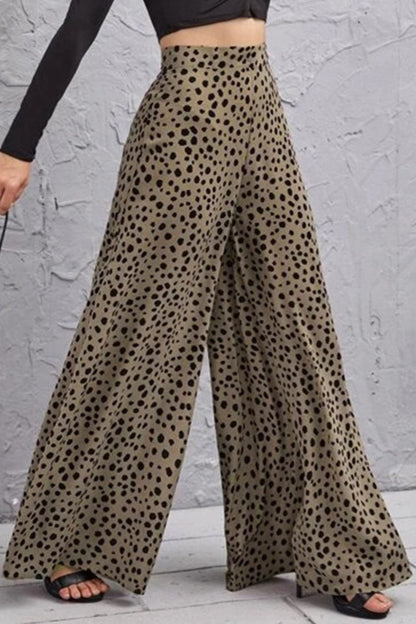 Dottie Animal Print High-Rise 40's Palazzo Pants in Olive or Mauve