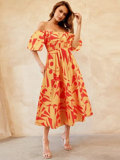 Peggy Printed Off-Shoulder Balloon Sleeve Dress | 4 Colors