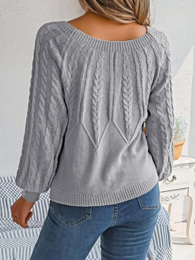 Giselle Round Neck Braided Long Sleeve Sweater | 3 Colors