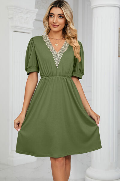 Calipso V-Neck Puff Sleeve Dress | 8 Colors