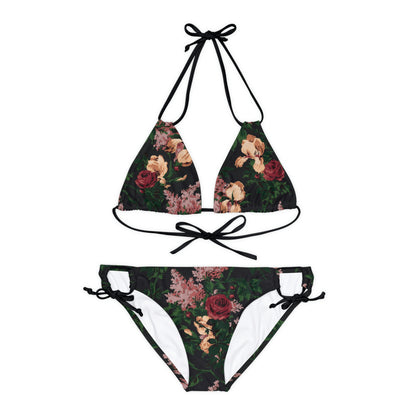 Antoinette Dark Bella Roses Strappy Bikini Set  | Pinup Couture Swim