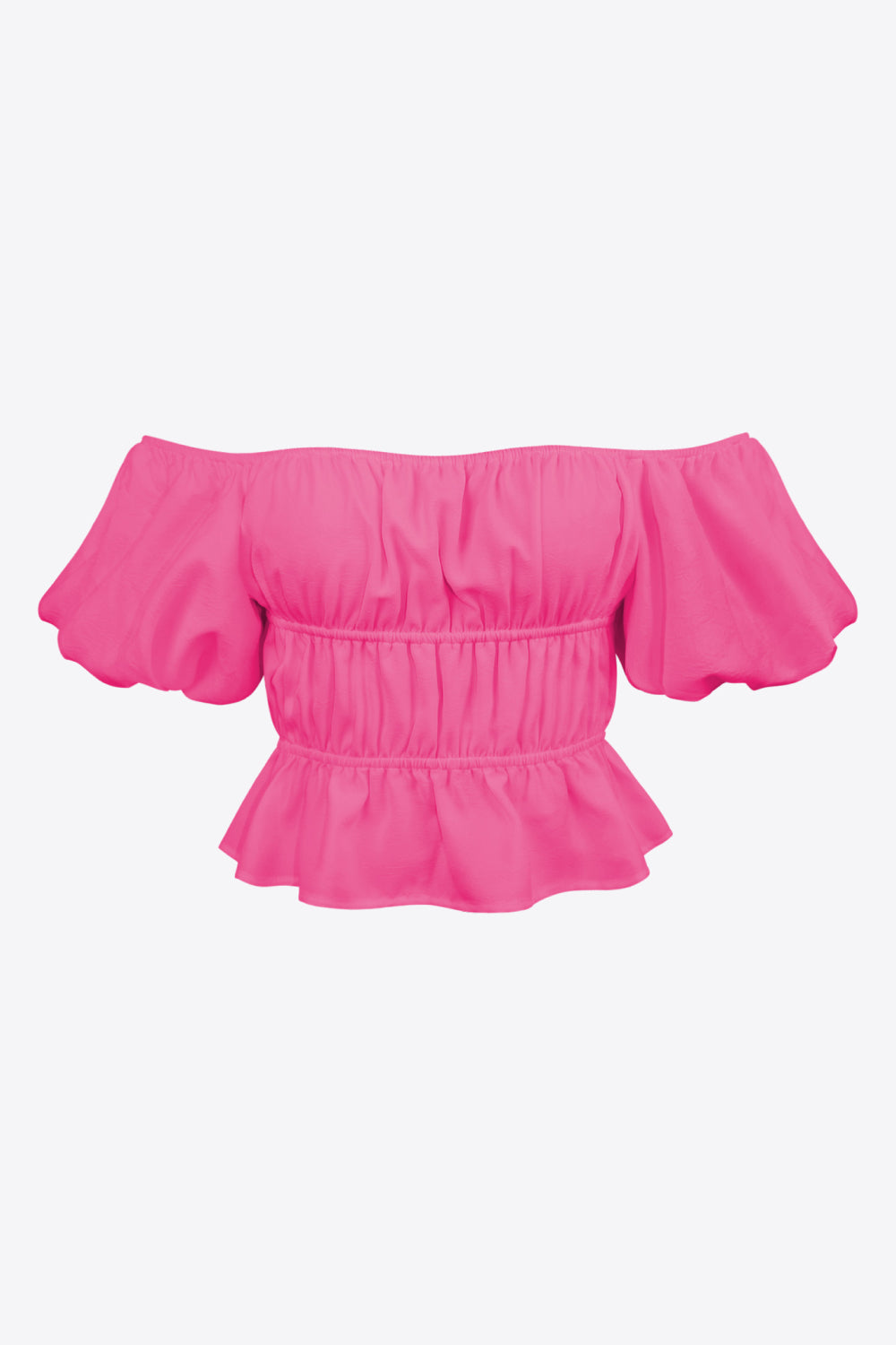 Appolonia Vintage Peasant Square Puff Sleeve Cropped Blouse | Black, White, Hot Pink, or Tan