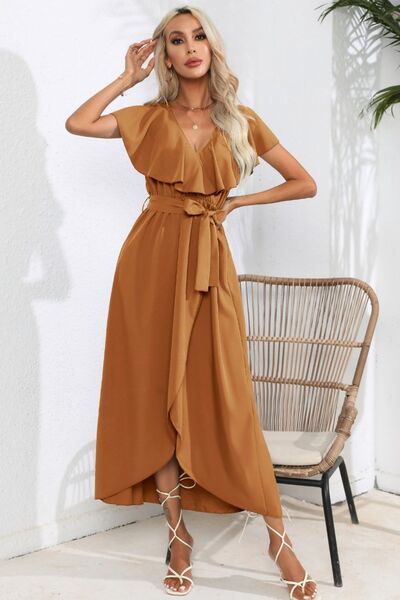 Harper Ruffled Tied V-Neck Midi Dress | 5 Colors