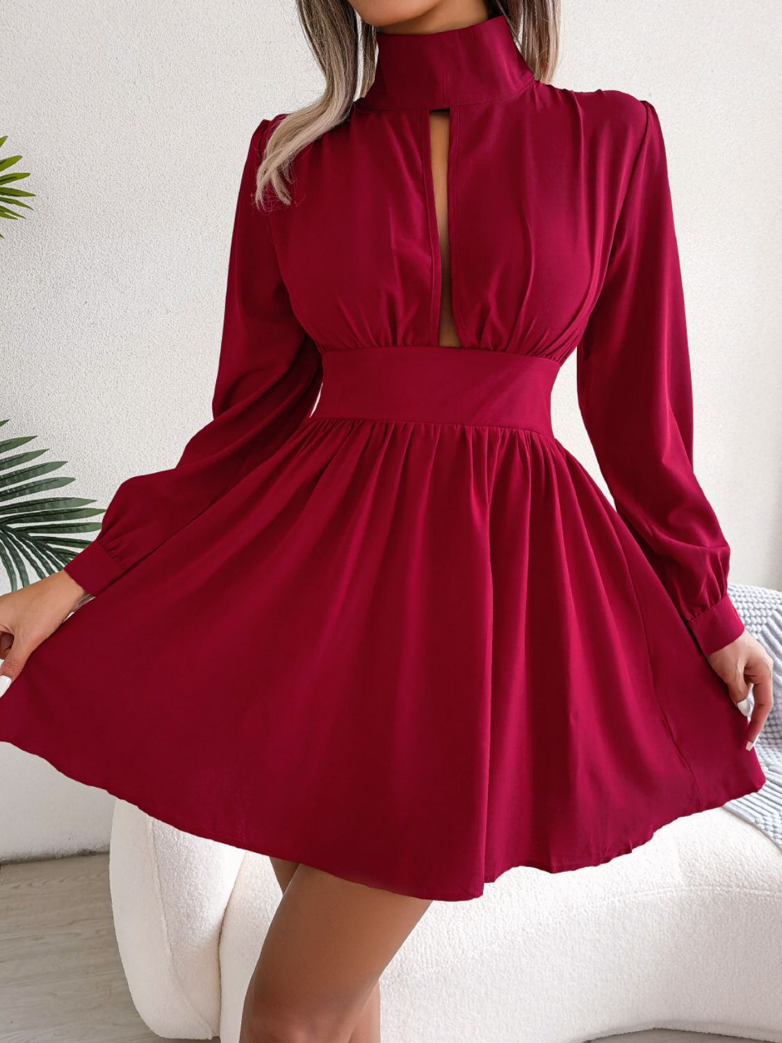 Jennifer Cutout Turtleneck A-Line Mini Dress | 3 Colors Jennifer Cutout Turtleneck A-Line Mini Dress | 3 Colors