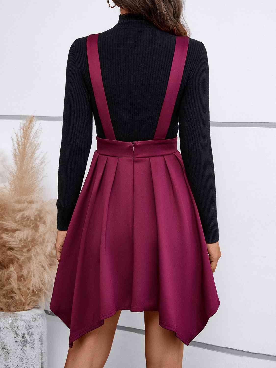Narcissa Zip Back Buttoned Overall Batwing Skirt in Black or Wine