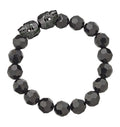 Black faceted Swarovski crystal stretch bracelet with two Jean Paul Gaultier crystal skulls