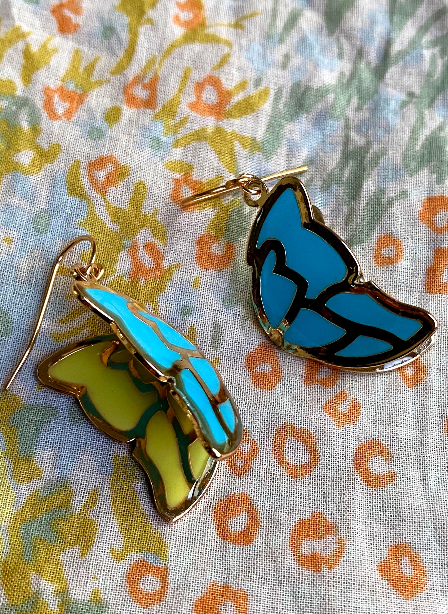 Blue and Green Acrylic Butterfly Earrings