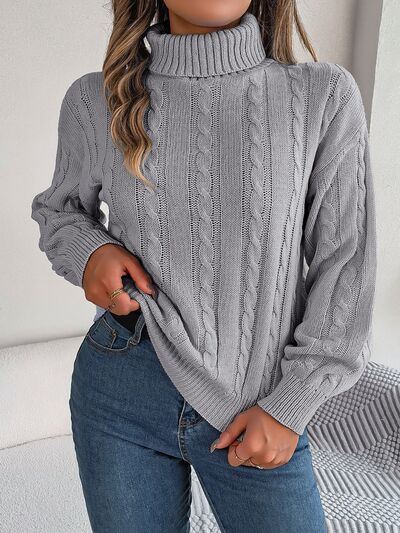 Camilla Teatime Turtleneck Cable Knit Long Sleeve Sweater | 3 Colors | Poundton